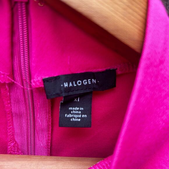 Halogen Side Shirred Dress XL Pink NWOT Sheath High Neck Resort Cruise Cocktail - Picture 4 of 6